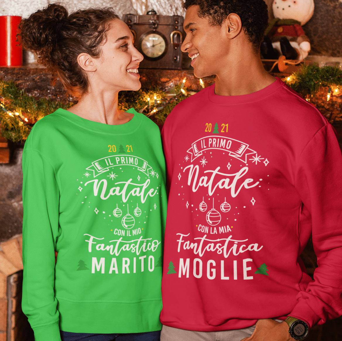 Felpe di Coppia Primo Natale Insieme - MyDigitalPrint