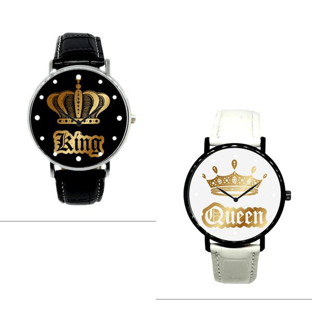 Coppia Orologi King \u0026 Queen Oro (Cinturino in pelle) - MyDigitalPrint