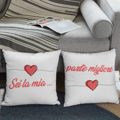 coppia di federe scritta personalizzata