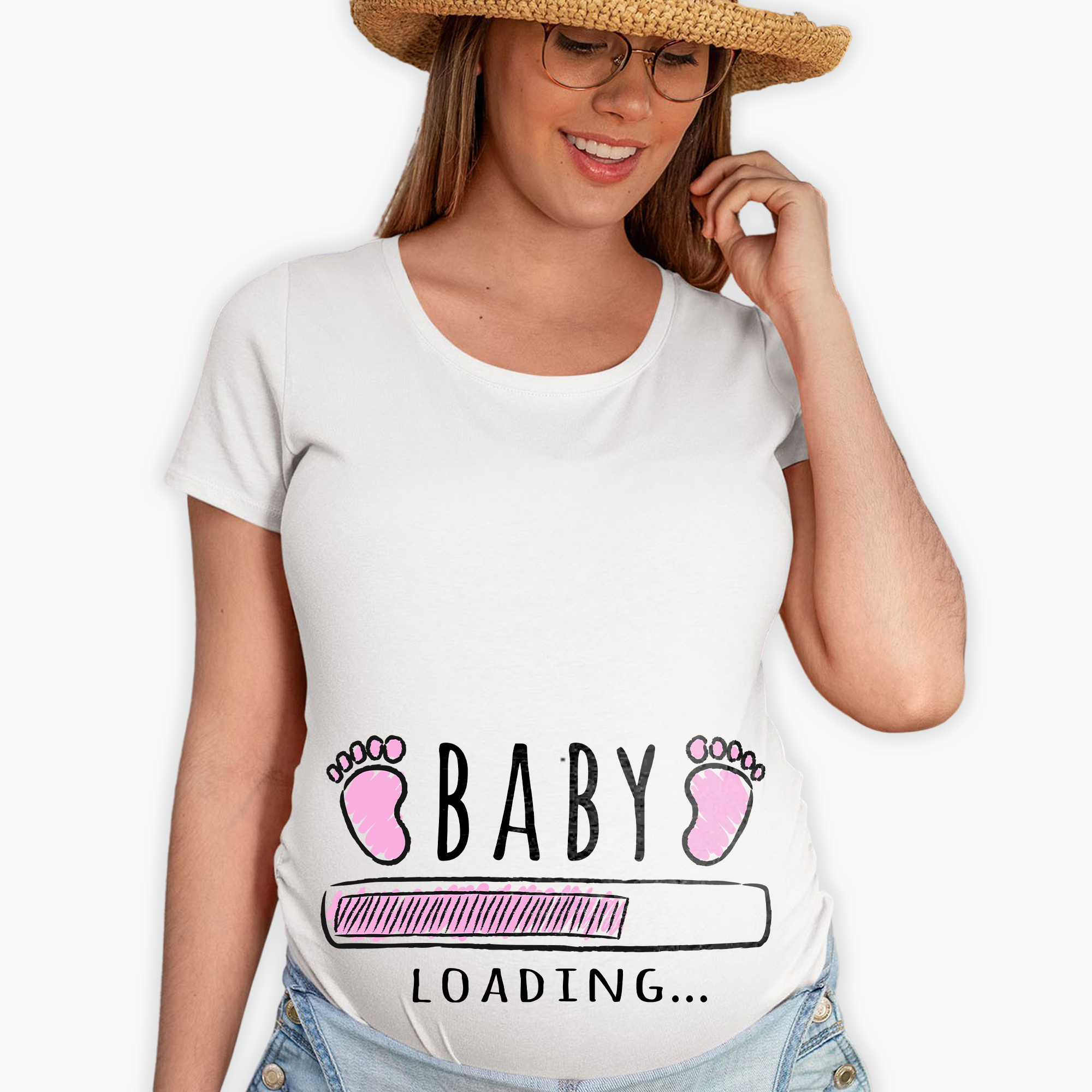 Zeta Ville Magliette Premaman Baby Loading Stampa Top T-Shirt Gravidanza 549c 