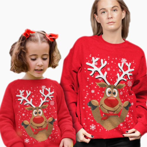 Printera Maglione Di Natale Unisex Con Alce E Renna Divertente | Felpa Ugly Christmas Navy | Regalo Originale Stampato In Germania