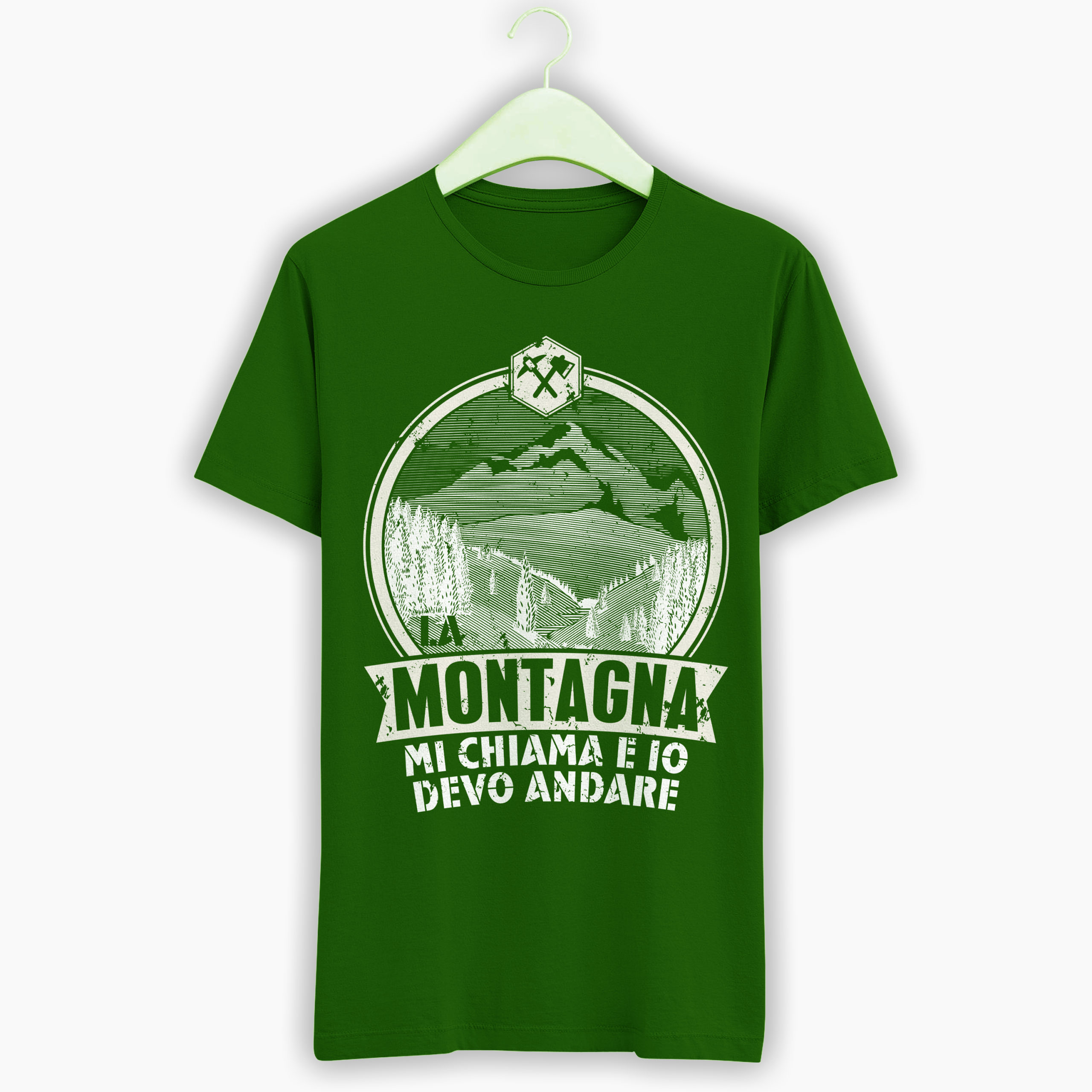 Settantallora T-Shirt J3713 Evoluzione 'L'Uomo è Nato Per Camminare In Montagna' - Maglietta Trekking Uomo, Stampe Di Qualità, Idee Regalo